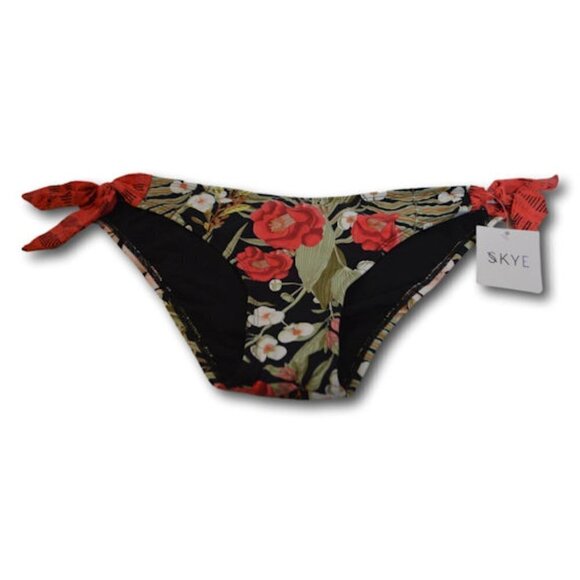 Skye Women's Bikini Swimsuit Bottom Black Floral Side Tie Size: L - NWT - Picture 3 of 3